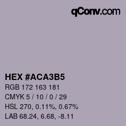 颜色代码: HEX #ACA3B5 | qconv.com
