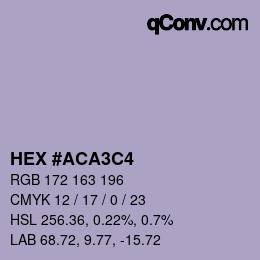 Color code: HEX #ACA3C4 | qconv.com