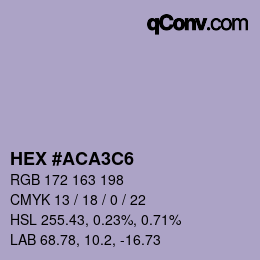 Color code: HEX #ACA3C6 | qconv.com