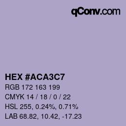 カラーコード: HEX #ACA3C7 | qconv.com