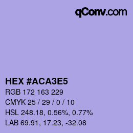 Color code: HEX #ACA3E5 | qconv.com