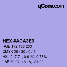 Color code: HEX #ACA3E9 | qconv.com