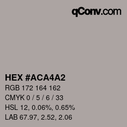 颜色代码: HEX #ACA4A2 | qconv.com