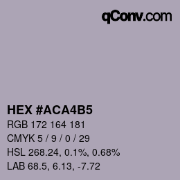 カラーコード: HEX #ACA4B5 | qconv.com