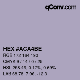 Farbcode: HEX #ACA4BE | qconv.com