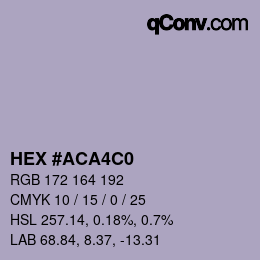 カラーコード: HEX #ACA4C0 | qconv.com