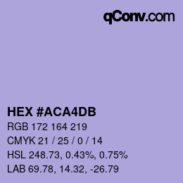 カラーコード: HEX #ACA4DB | qconv.com