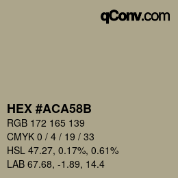 Color code: HEX #ACA58B | qconv.com