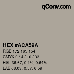 颜色代码: HEX #ACA59A | qconv.com