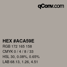 Color code: HEX #ACA59E | qconv.com