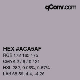 Color code: HEX #ACA5AF | qconv.com