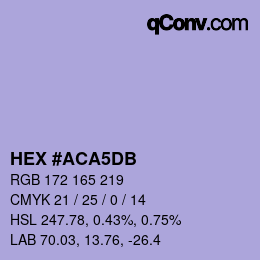 颜色代码: HEX #ACA5DB | qconv.com