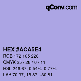 カラーコード: HEX #ACA5E4 | qconv.com