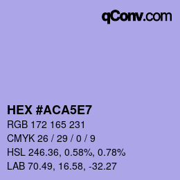 Farbcode: HEX #ACA5E7 | qconv.com