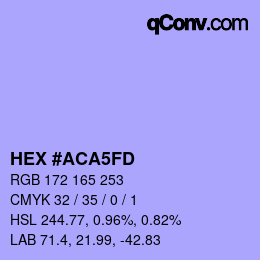 颜色代码: HEX #ACA5FD | qconv.com