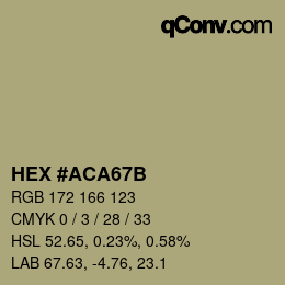 Color code: HEX #ACA67B | qconv.com