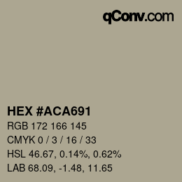 颜色代码: HEX #ACA691 | qconv.com