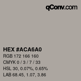 Color code: HEX #ACA6A0 | qconv.com