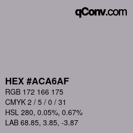 Color code: HEX #ACA6AF | qconv.com