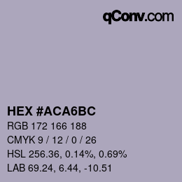 颜色代码: HEX #ACA6BC | qconv.com