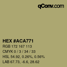 Color code: HEX #ACA771 | qconv.com