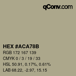 Color code: HEX #ACA78B | qconv.com