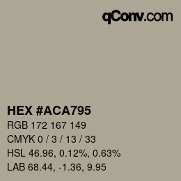 Farbcode: HEX #ACA795 | qconv.com