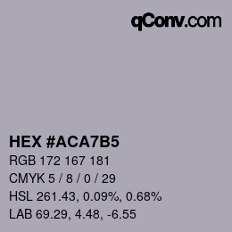 颜色代码: HEX #ACA7B5 | qconv.com