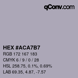 颜色代码: HEX #ACA7B7 | qconv.com