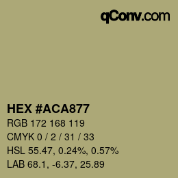颜色代码: HEX #ACA877 | qconv.com