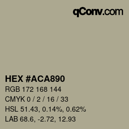 颜色代码: HEX #ACA890 | qconv.com