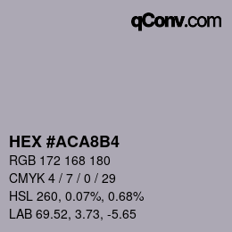 颜色代码: HEX #ACA8B4 | qconv.com