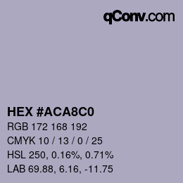 カラーコード: HEX #ACA8C0 | qconv.com