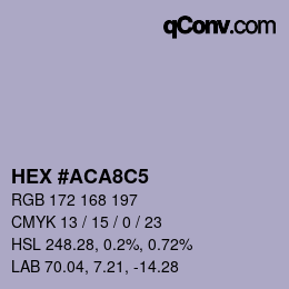 Color code: HEX #ACA8C5 | qconv.com