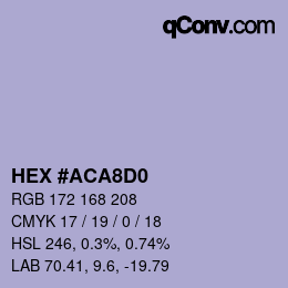 カラーコード: HEX #ACA8D0 | qconv.com