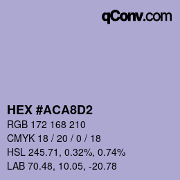 Color code: HEX #ACA8D2 | qconv.com