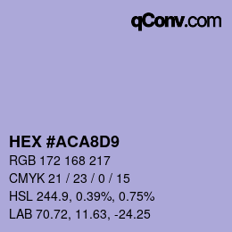 Color code: HEX #ACA8D9 | qconv.com