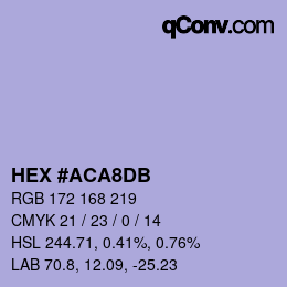 カラーコード: HEX #ACA8DB | qconv.com