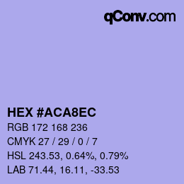 Color code: HEX #ACA8EC | qconv.com