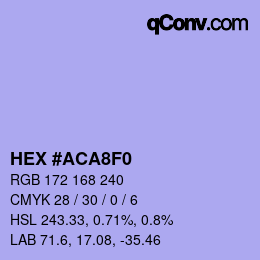 颜色代码: HEX #ACA8F0 | qconv.com