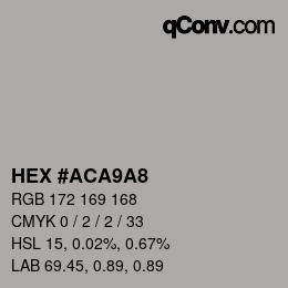 Color code: HEX #ACA9A8 | qconv.com