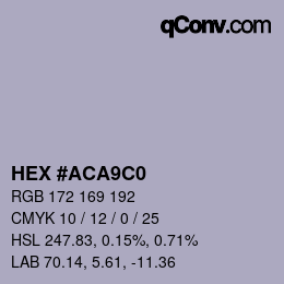Color code: HEX #ACA9C0 | qconv.com