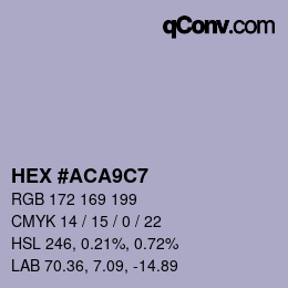 颜色代码: HEX #ACA9C7 | qconv.com