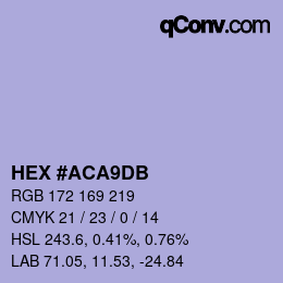 颜色代码: HEX #ACA9DB | qconv.com