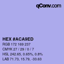 Color code: HEX #ACA9ED | qconv.com