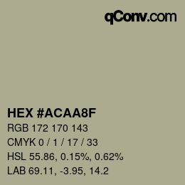 Color code: HEX #ACAA8F | qconv.com