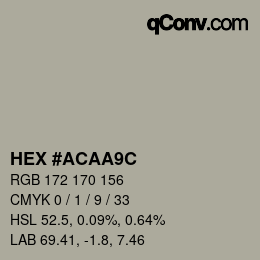 Color code: HEX #ACAA9C | qconv.com