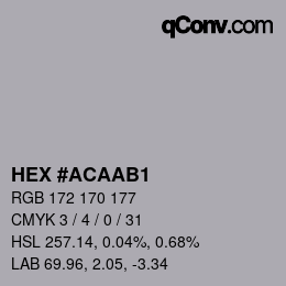 Color code: HEX #ACAAB1 | qconv.com