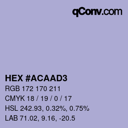 Color code: HEX #ACAAD3 | qconv.com