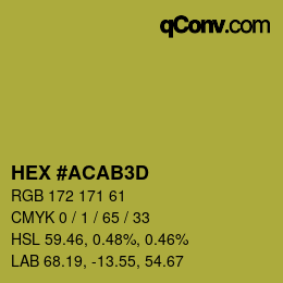 Color code: HEX #ACAB3D | qconv.com